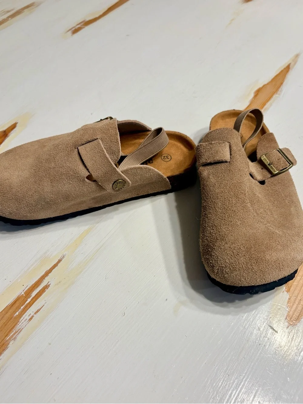 Kids Suede Slip-On Clog - Tan